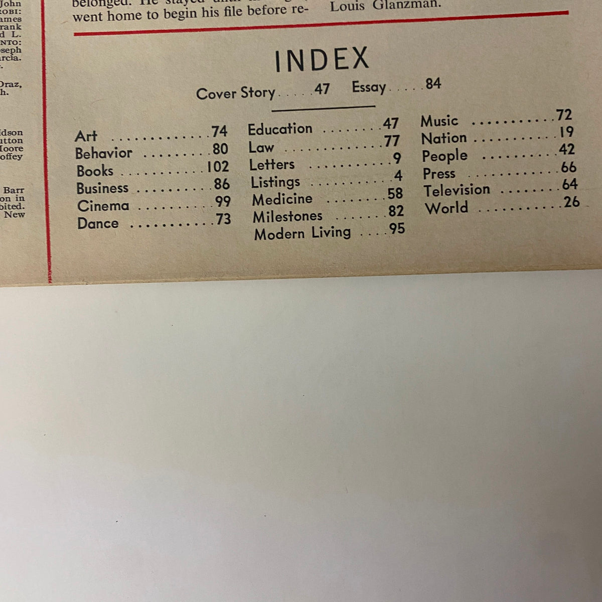 Index page from Time Magazine, April 18, 1969, outlining key topics including 'Art,' 'Education,' and 'Music' alongside the cover story 'Rage and Reform on Campus'.