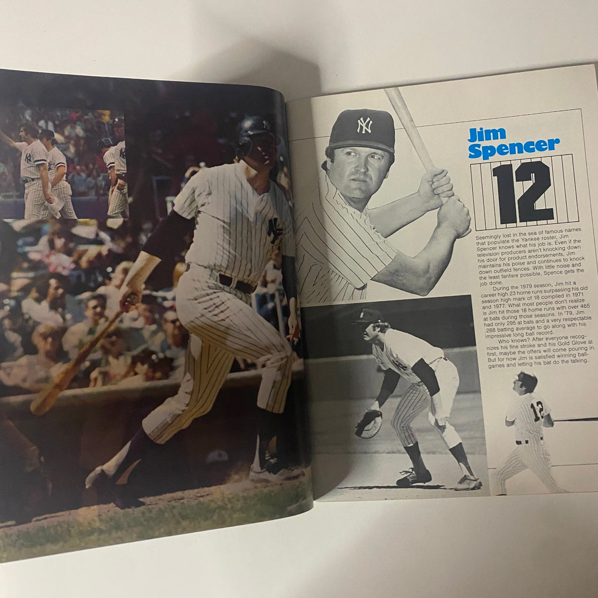 1980 New York Yankees Yearbook Dawning of a Decade showcasing player Jim Spencer, detailing his role and achievements with the Yankees.