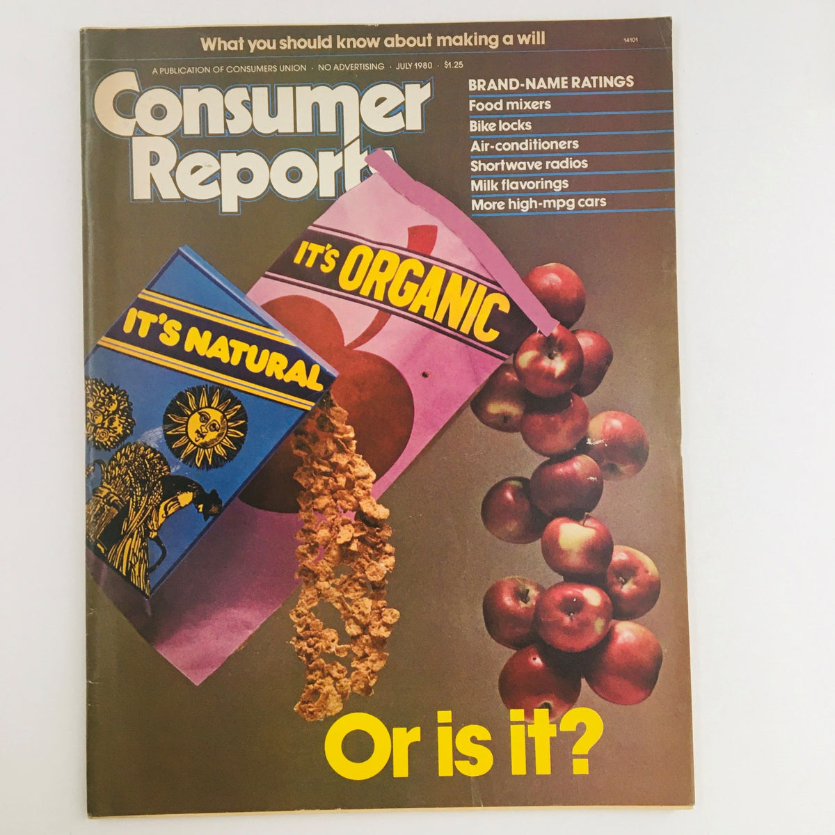 Consumer Reports Magazine July 1980 featuring brand-name ratings for food mixers and milk flavor enhancers, showcasing the cover with vibrant graphics and product highlights.