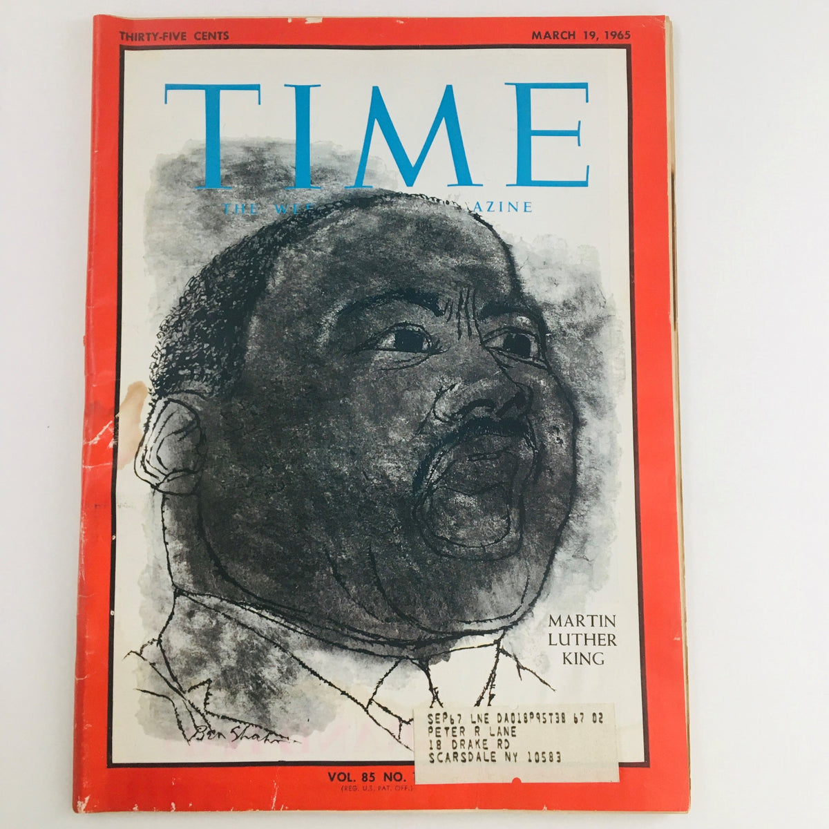 Time Magazine Cover from March 19, 1965, featuring a powerful illustration of Martin Luther King Jr.