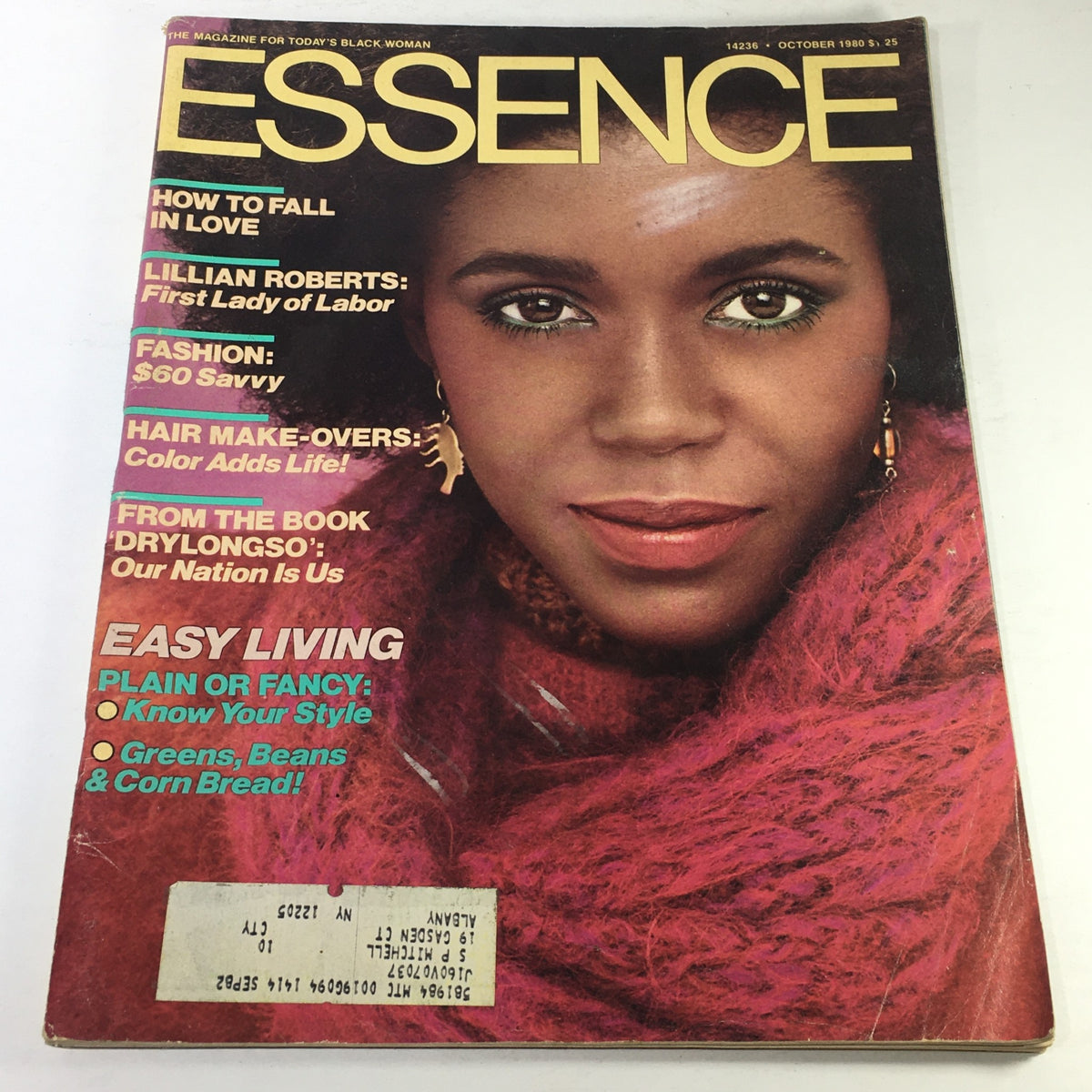 Vintage Essence Magazine cover from October 1980 featuring a stylish Black woman, showcasing cultural significance and beauty of the era.