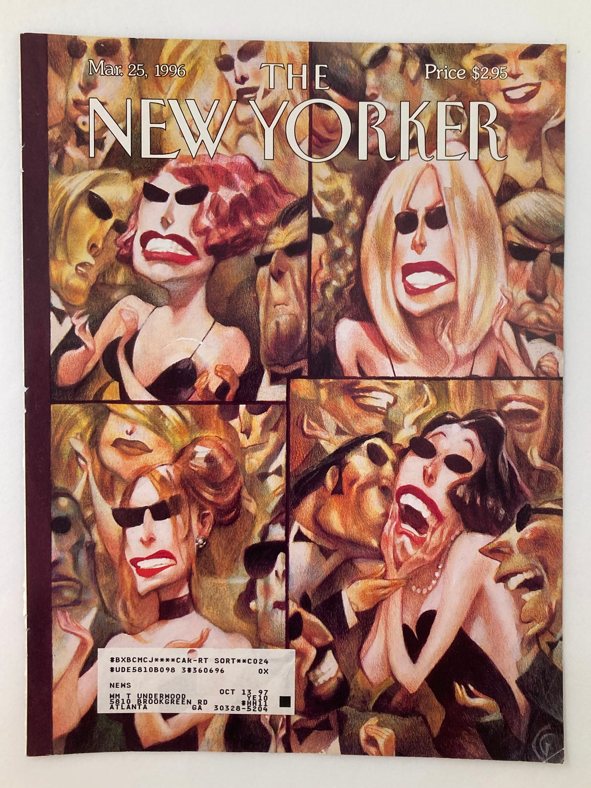 Cover of The New Yorker March 25 1996 featuring an illustration titled 'The 4 Types of Woman' by Carter Goodrich, showcasing vibrant characters with exaggerated features in a vintage art style.