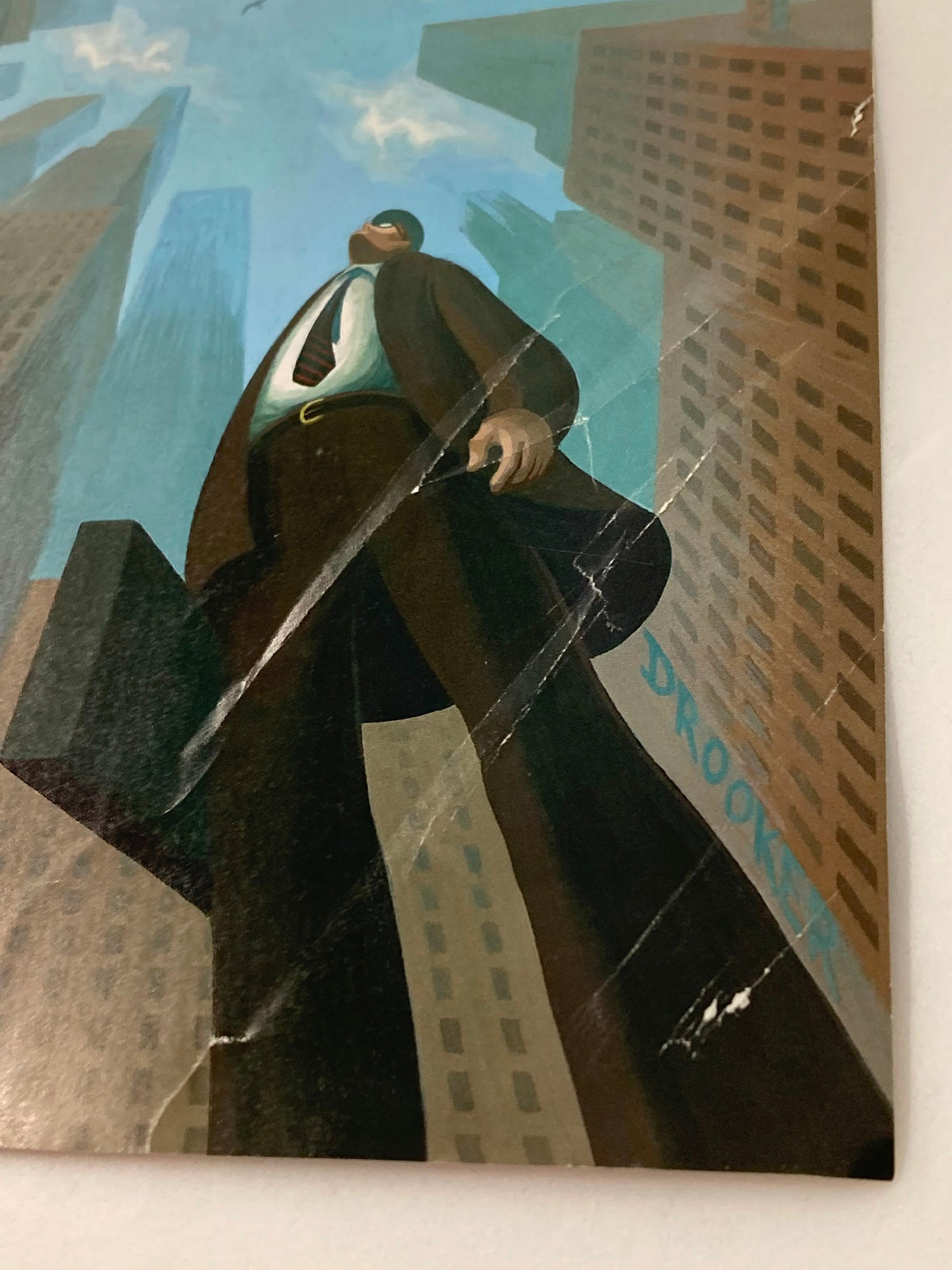 Cover art from The New Yorker dated September 30, 1996, titled 'Upwardly Mobile' by Eric Drooker, featuring a stylized figure in a suit among towering buildings, showcasing themes of ambition and urban life.
