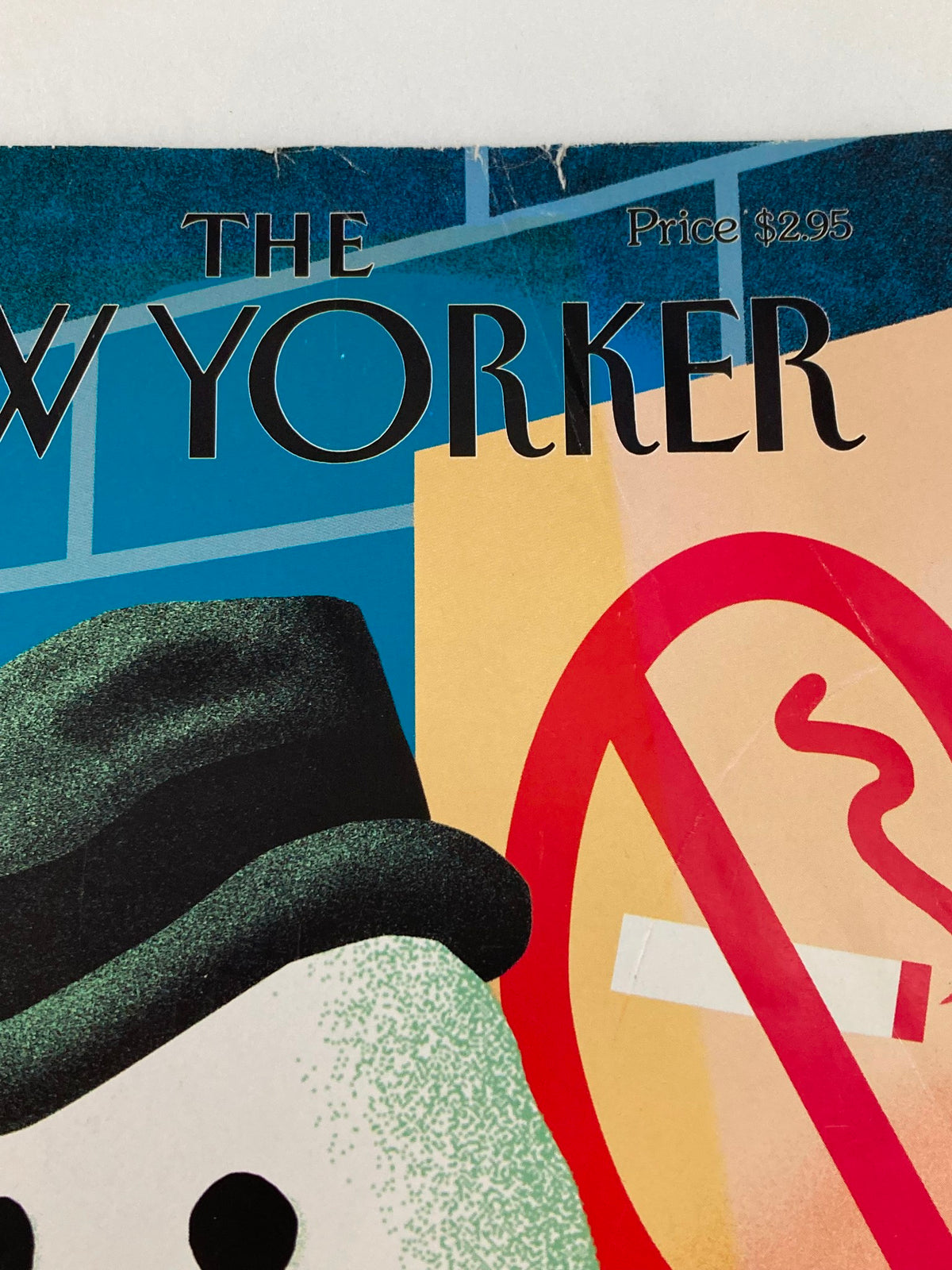Top section of The New Yorker January 15, 1996 cover showing the title 'The New Yorker' and the price, featuring colorful design elements related to the 'Snow Smoking' theme.