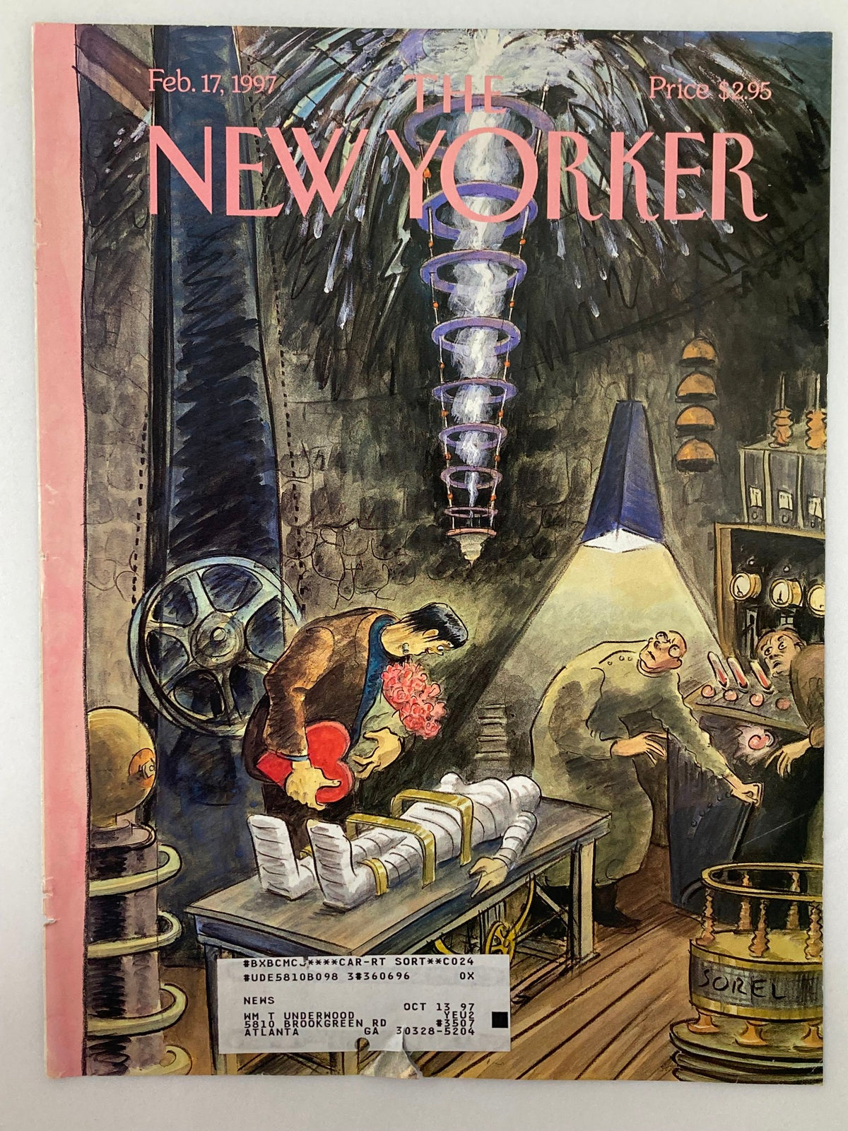 Cover of The New Yorker magazine, February 17, 1997, featuring the artwork 'Ghouls Rush In' by Edward Sorel, depicting humorous scenes related to ghoulish themes.