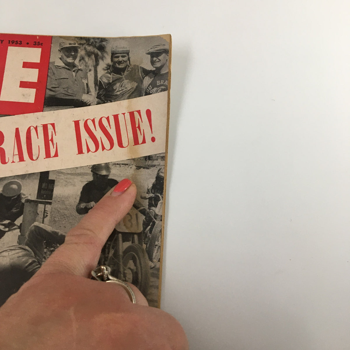 Close-up of the VTG Cycle Magazine July 1953 cover, featuring the prominent 'Race Issue' text and motorcycle competition visuals.