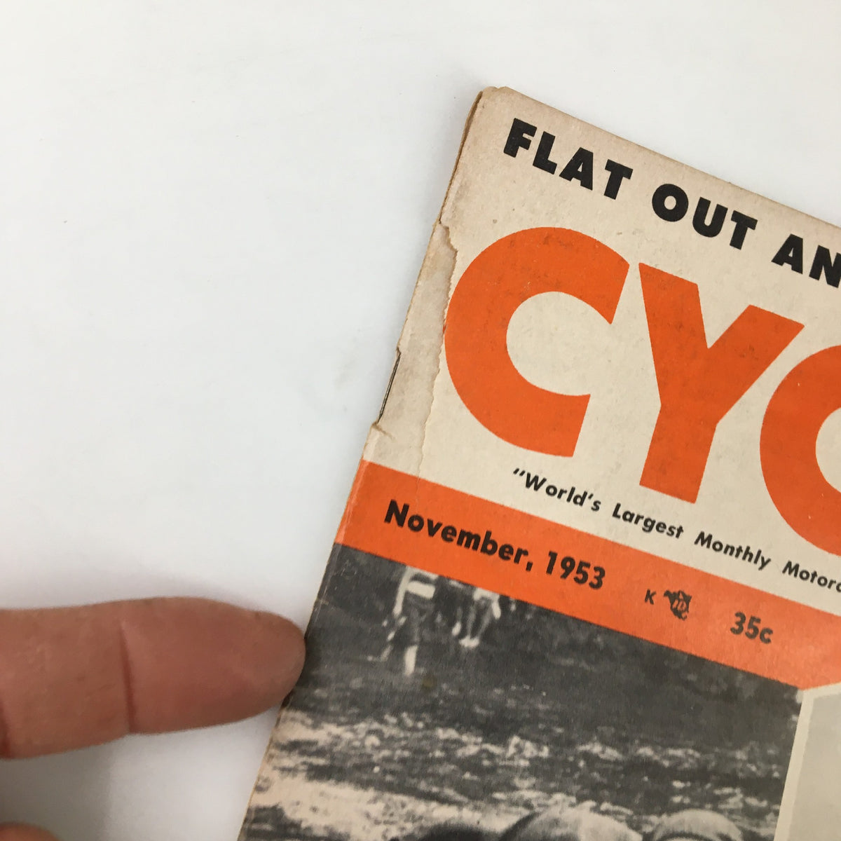 Cover of VTG Cycle Magazine November 1953 featuring bold title 'CYCLE' and date, showcasing vintage design elements.