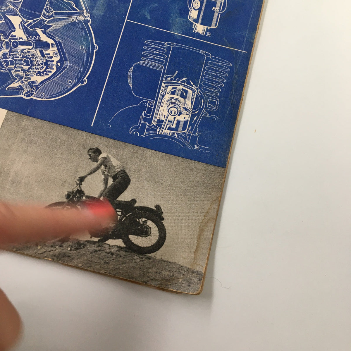 Close-up of VTG Cycle Magazine December 1953 showing a rider on a motorcycle, highlighting the Francis-Barnett road test feature.