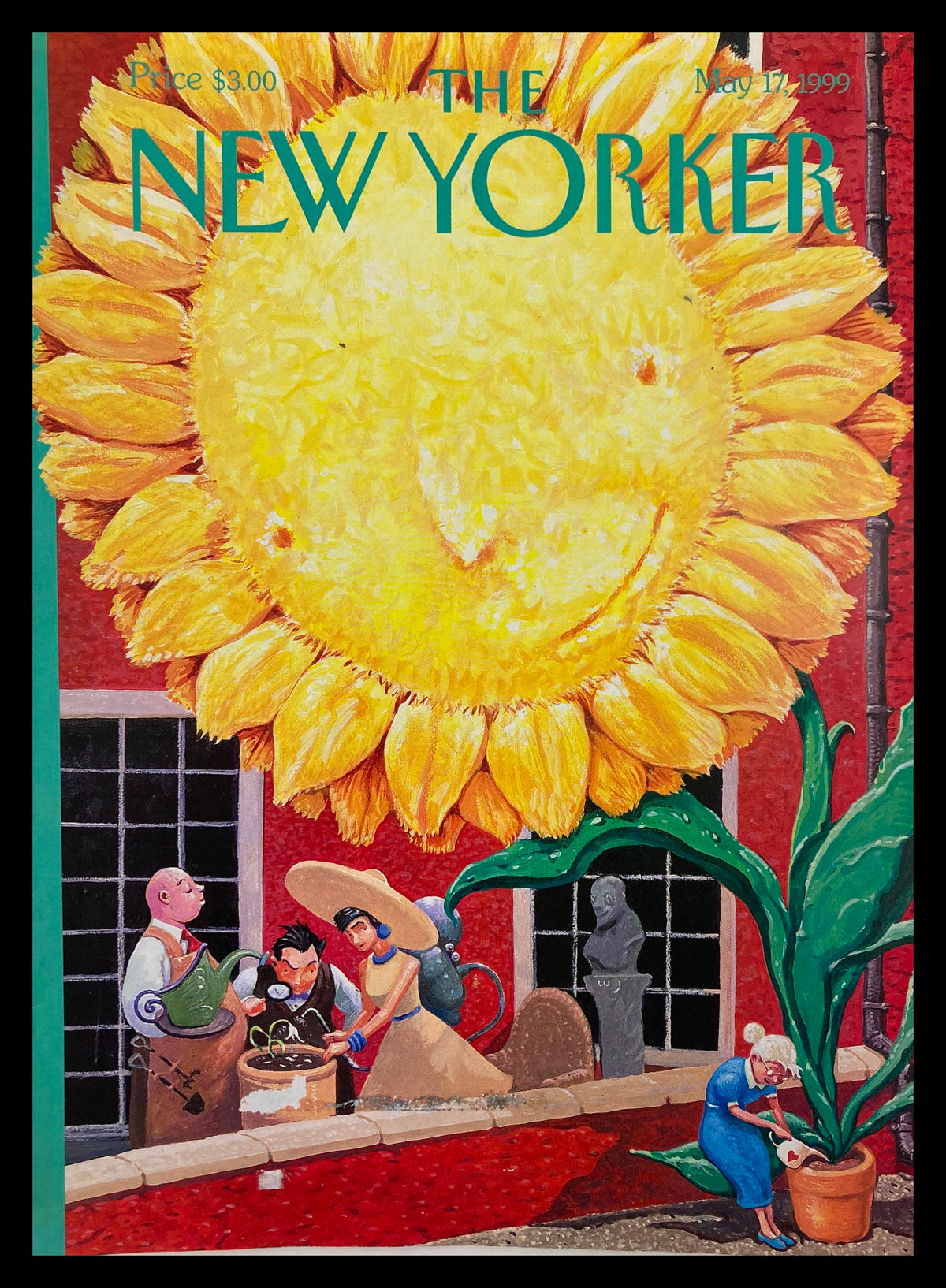 Cover of The New Yorker May 17, 1999, featuring vibrant sunflower art, titled 'Reap What You Sew' by William Joyce.