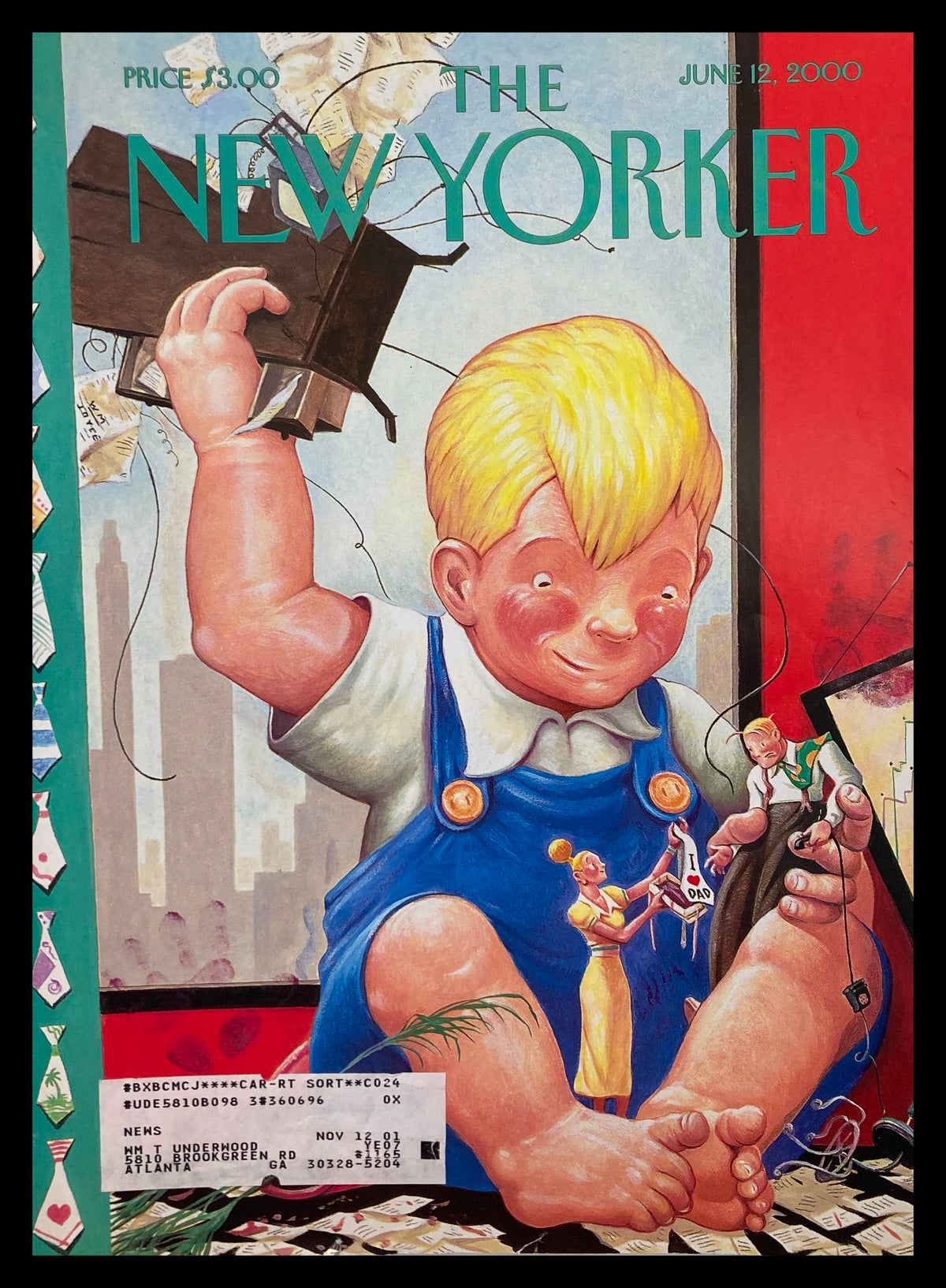 The New Yorker June 12 2000 Father's Day cover featuring a whimsical illustration of a child, designed by William Joyce. The artwork showcases themes of fatherhood and nostalgia, making it a collectible piece for fans of the magazine.