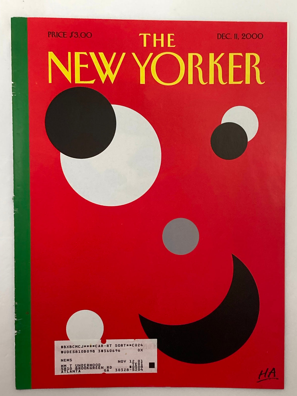 The New Yorker Cover December 11, 2000 with 'The Eclipse' by Bob Zoell, illustrating colorful geometric shapes on a red backdrop.