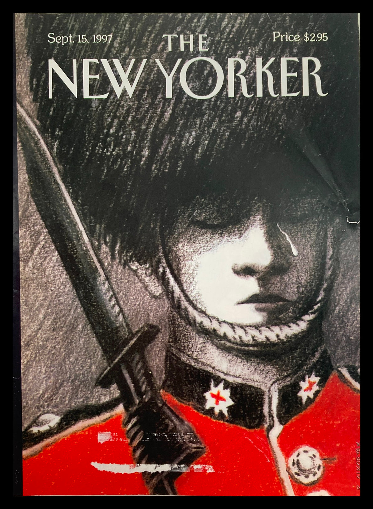 COVER ONLY The New Yorker September 15 1997 featuring the artwork Last Salute by Robert Sikoryak, showcasing a soldier in a ceremonial uniform holding a sword.