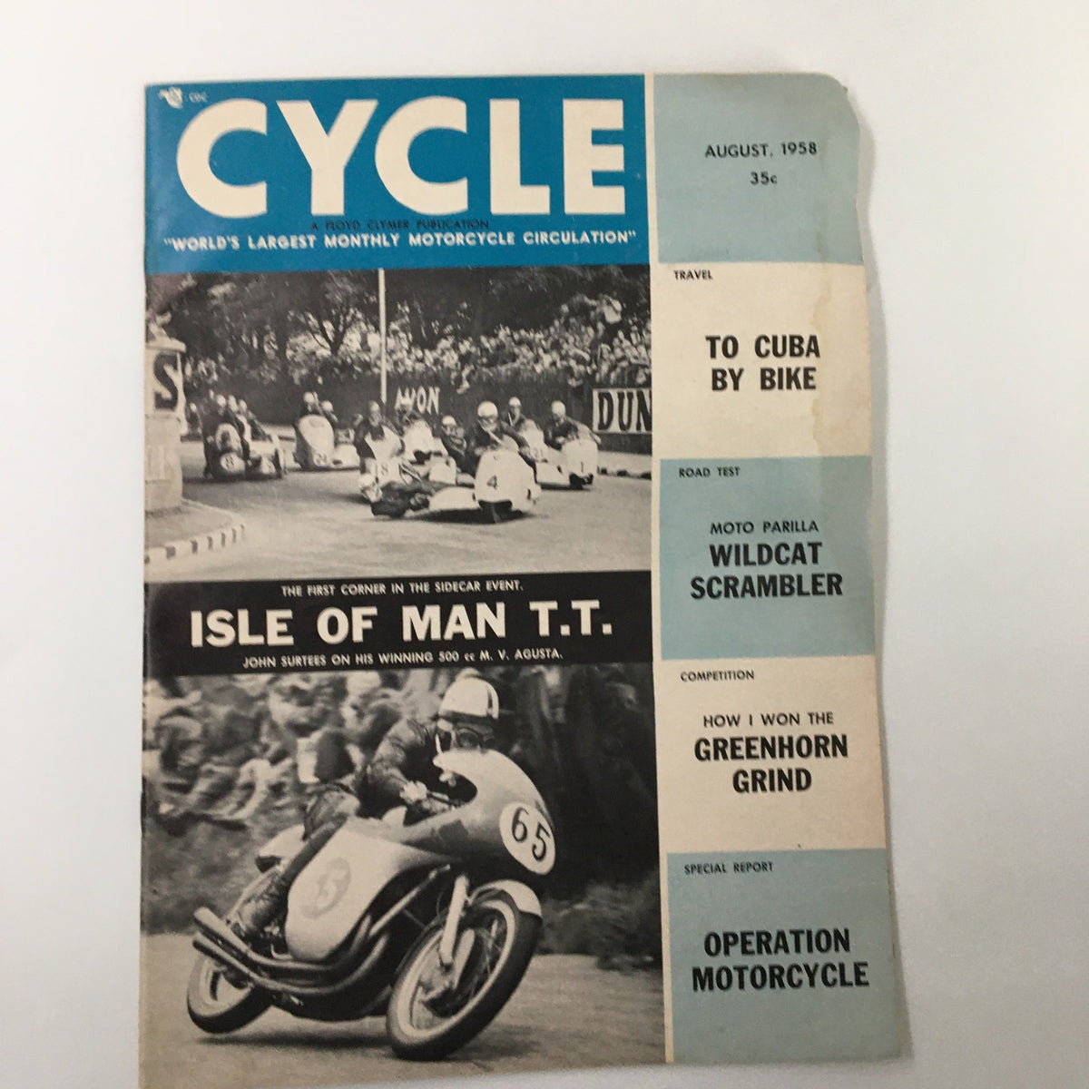 Vintage Cycle Magazine August 1958 How I Won the Greenhorn Grind No Label