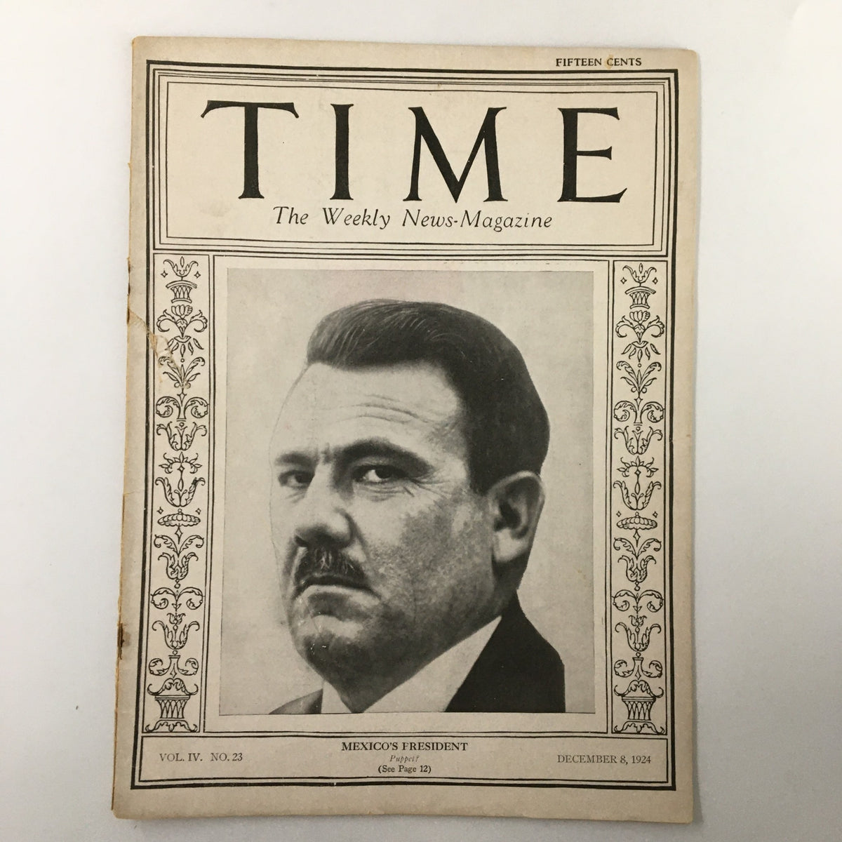 Time Magazine December 8 1924 Vol. 4 No. 23 Presidente Plutarco Elias Calles