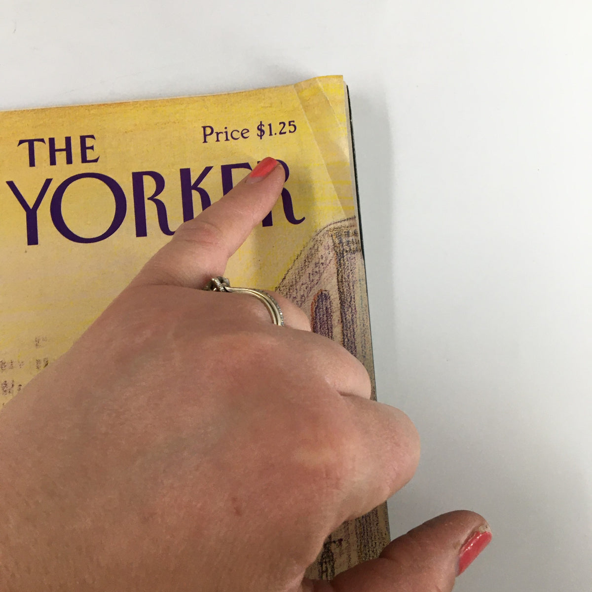 Close-up of the price on The New Yorker Magazine June 7 1982, displaying the cover price of $1.25.