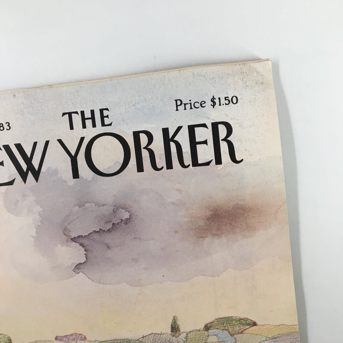Close-up view of the top section of The New Yorker Magazine, October 3, 1983, with the title 'The New Yorker' and the date prominently displayed.
