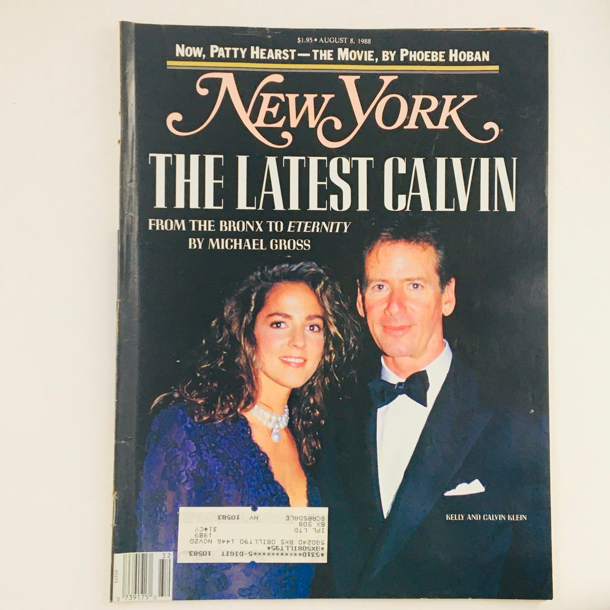 Cover of New York Magazine from August 8, 1988, featuring Kelly and Calvin Klein, showcasing 'The Latest Calvin'. The magazine highlights the fashion trends of the late 80s and includes interviews and spreads about Calvin Klein's minimalist aesthetics.