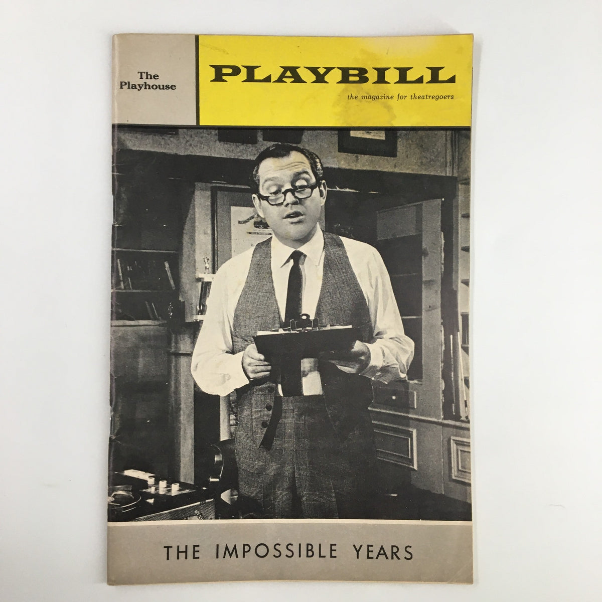 1965 Playbill for The Impossible Years featuring comedian Alan King on the cover, showcasing vintage theater aesthetics.