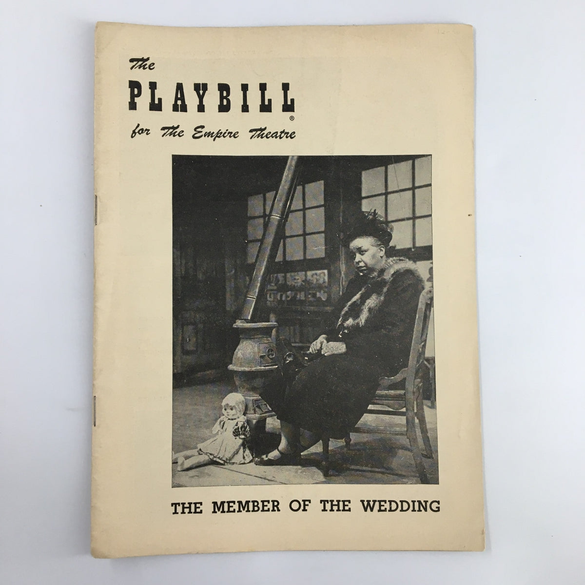 1950 Playbill for The Empire Theatre featuring Ethel Waters in The Member of the Wedding, showcasing a vintage black and white image of Ethel Waters seated, capturing a moment from the production.