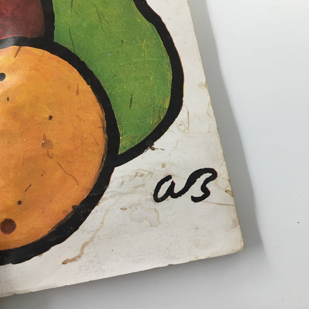 Artistic signature on the cover of The New Yorker Magazine September 26, 1964, alongside the bold depiction of an apple, orange, and pear.