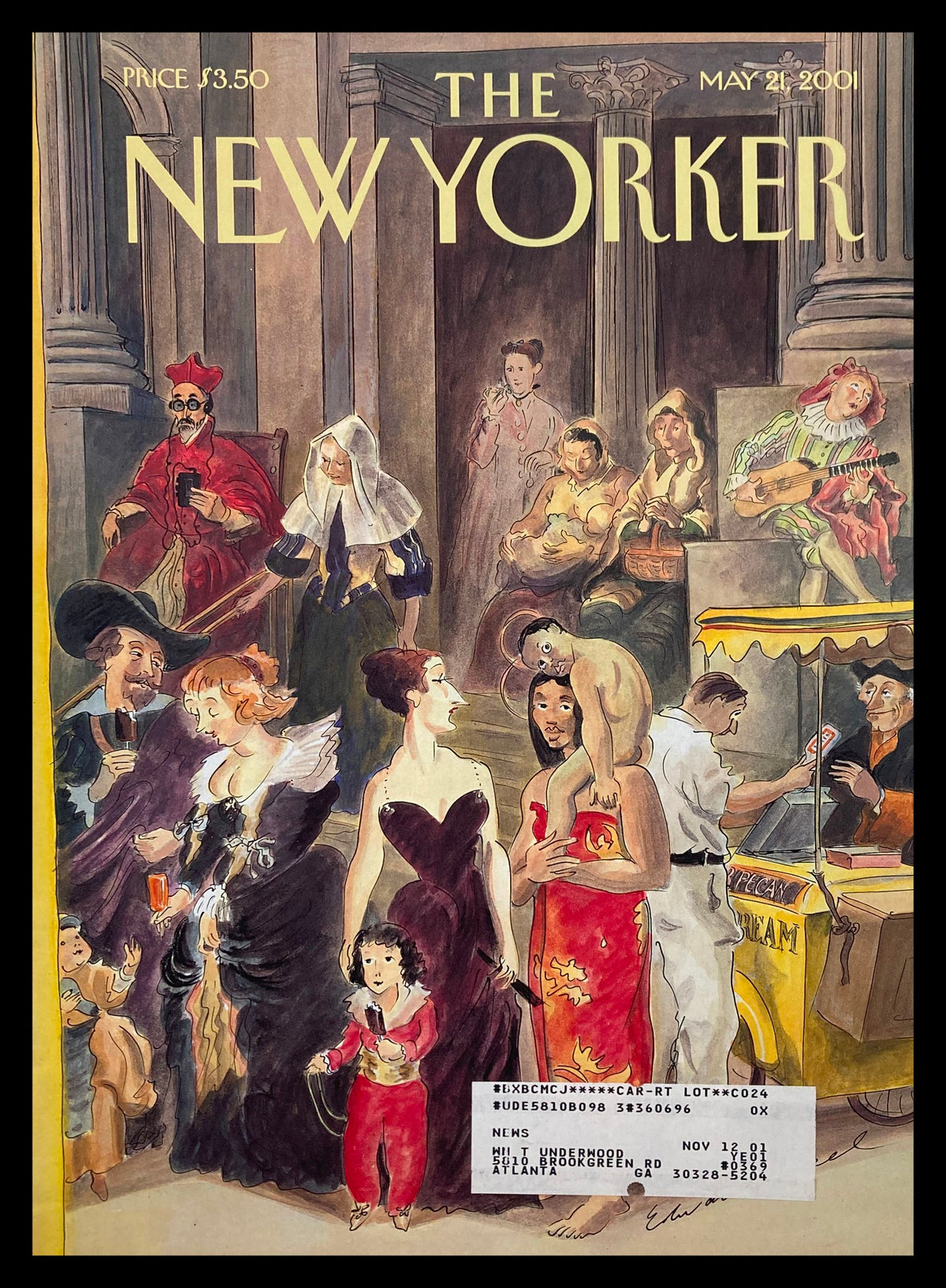Cover of The New Yorker from May 21, 2001 featuring Edward Sorel's artwork titled 'All The People', showcasing a vibrant illustration depicting various characters and societal themes.