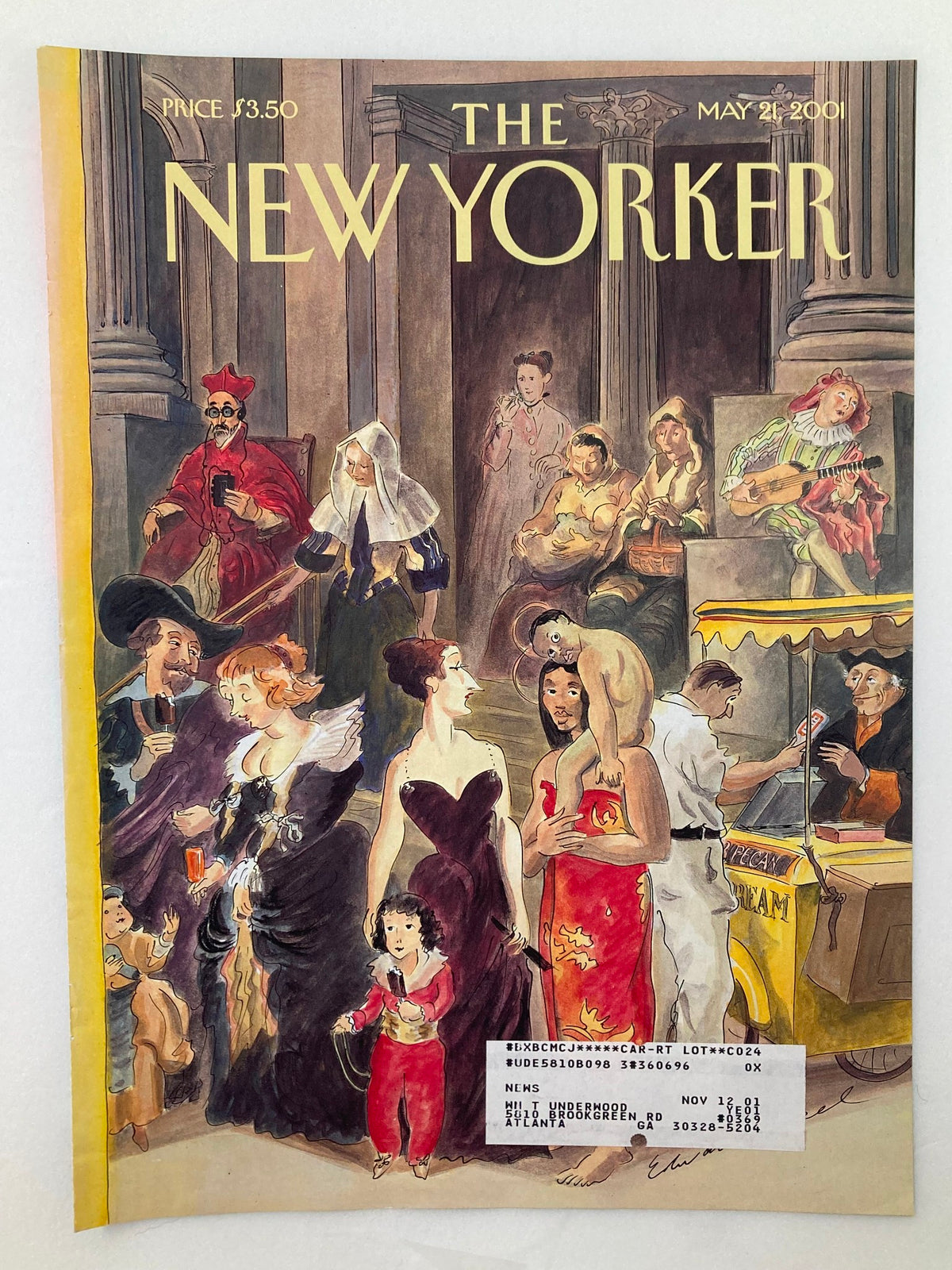 The New Yorker cover from May 21, 2001, showcasing the artwork titled 'All The People' by Edward Sorel, depicting a vibrant gathering of diverse figures in an artistic setting.
