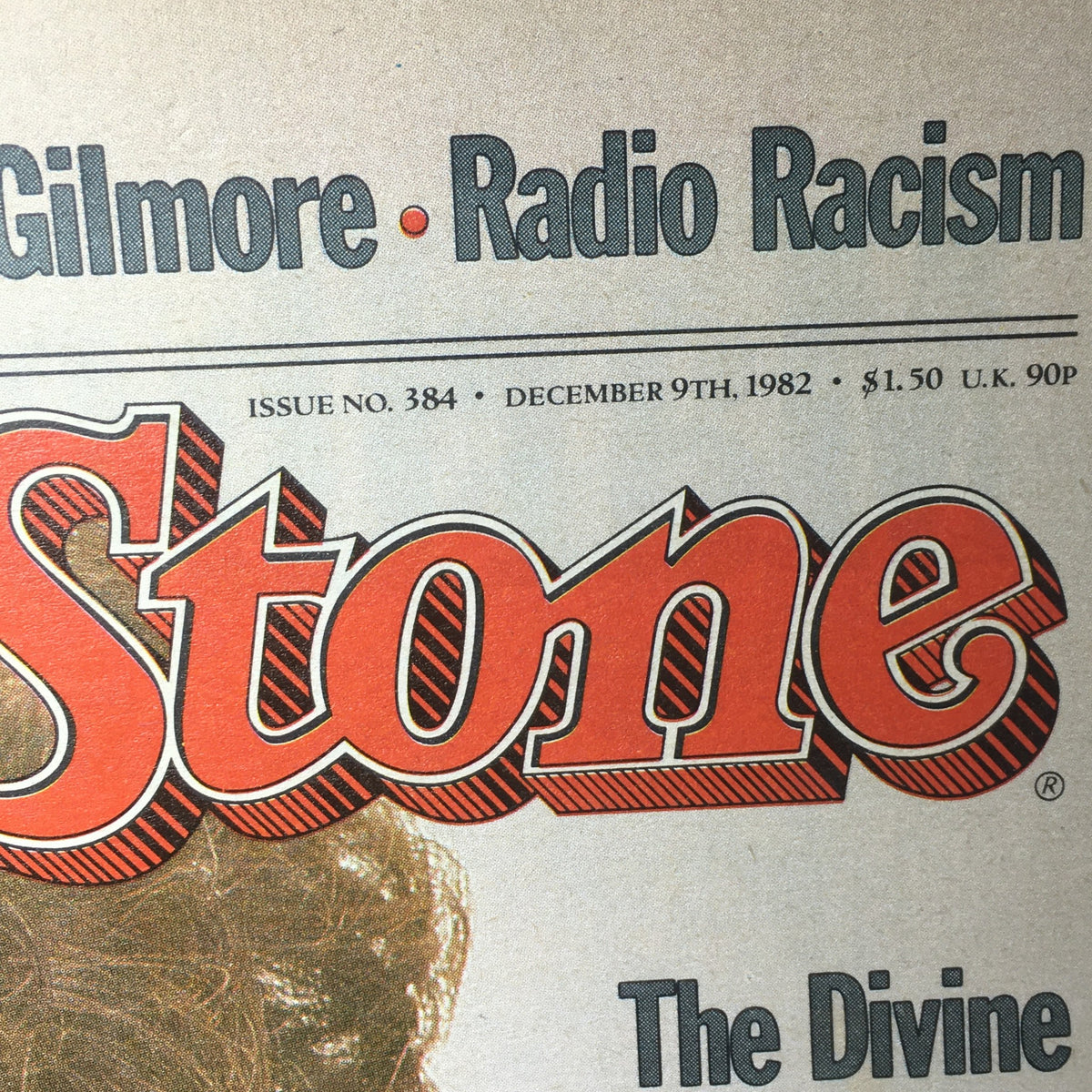 Detail of the header indicating the issue number and date on the Vintage Rolling Stone magazine featuring Bette Midler, December 9, 1982.