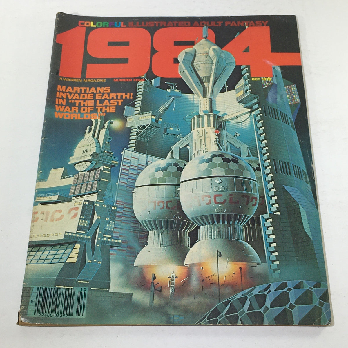 Cover of the VTG 1984 A Warren Magazine Number Four, featuring the title 'Martians Invade Earth' with futuristic art, representing October 1978 issue.