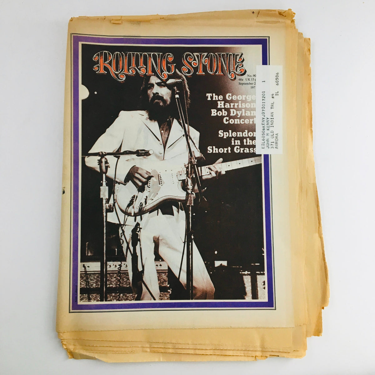 Rolling Stone Magazine September 2 1971 #90 George Harrison & Bob Dylan Concert