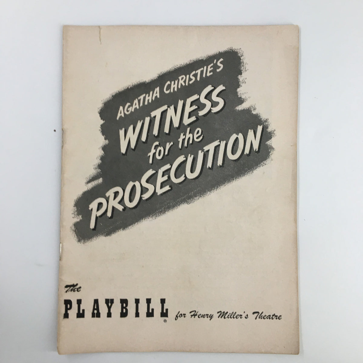 1955 Playbill for Witness for the Prosecution by Agatha Christie, showcasing vintage design and historical significance from Henry Miller's Theatre.