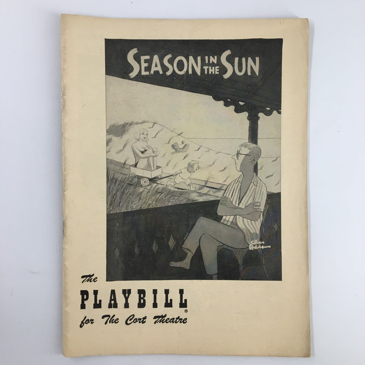 Authentic 1950 Playbill for the production 'Season in the Sun' at the Cort Theatre, featuring illustrations and details of the show.