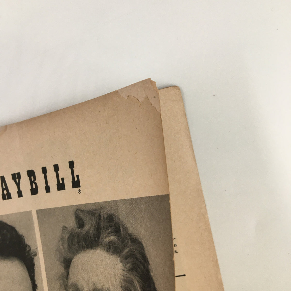 Detail shot of the 1952 Playbill for 'Golden Boy', showcasing the aged condition of the cover with noted wear and tear.