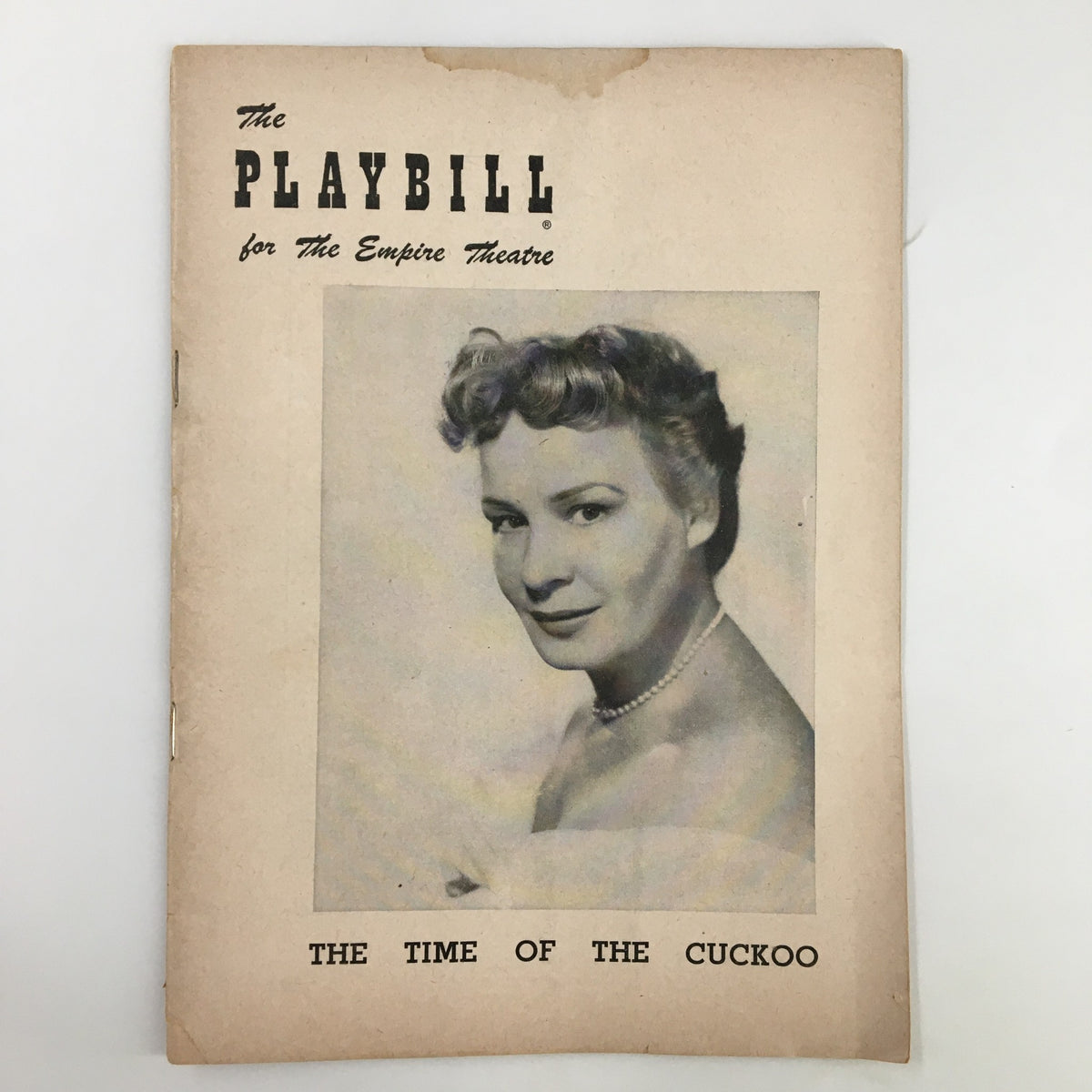 Cover of the 1952 Playbill for The Empire Theatre featuring Shirley Booth in The Time of The Cuckoo, showcasing vintage design and iconic actress portrait.