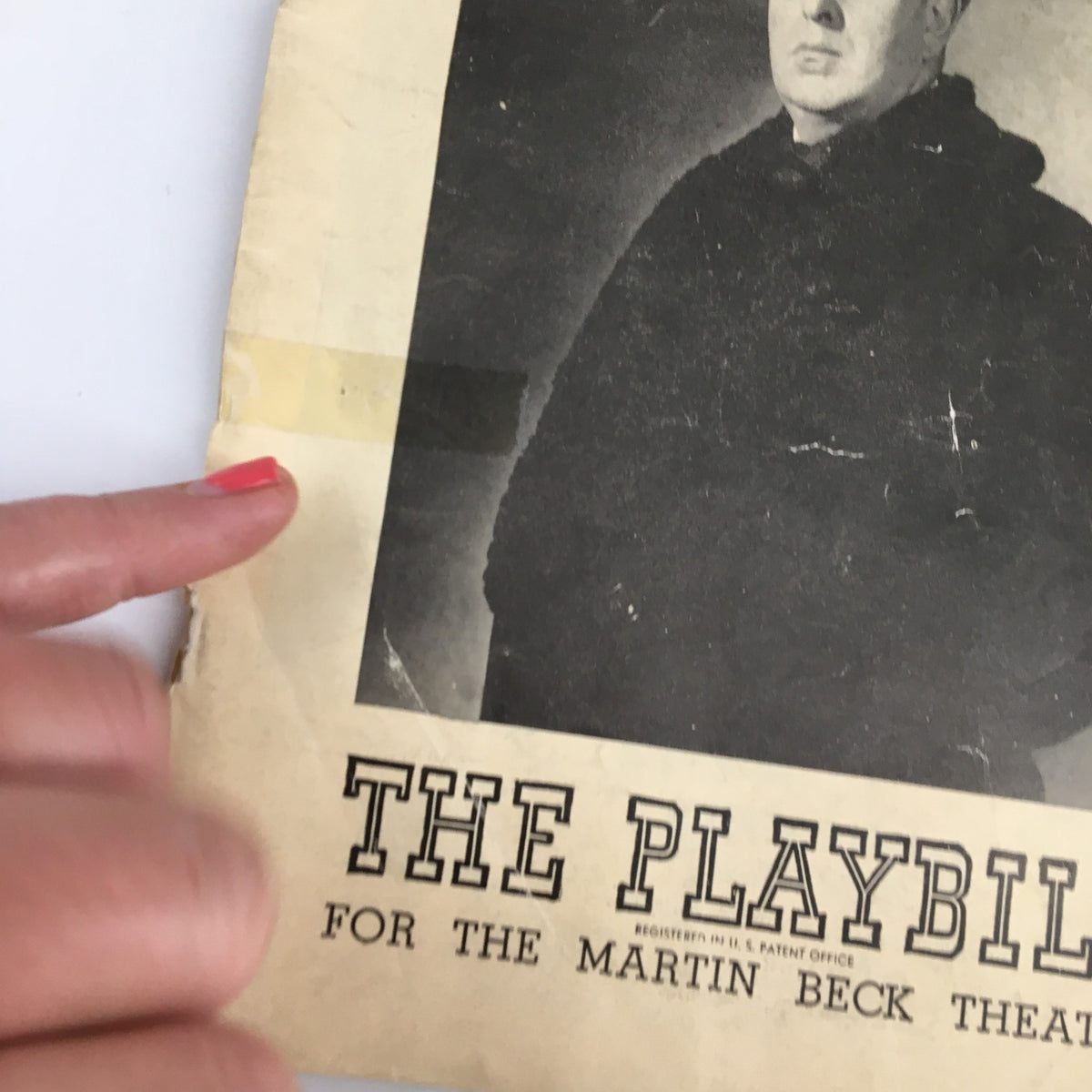 1948 Playbill Martin Beck Theatre featuring Robert Morley, showing the cover with some wear and tape, capturing the vintage style.