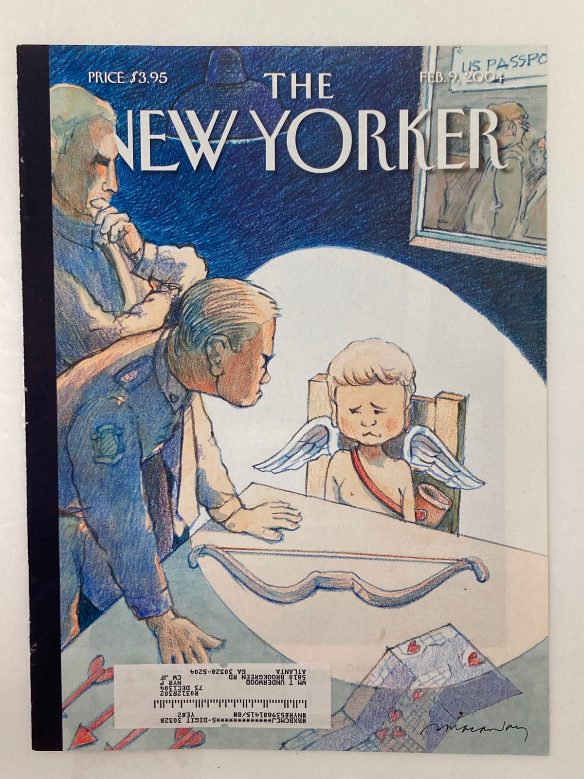 COVER ONLY The New Yorker February 9 2004 Code Red by David McCauley showcasing a moving scene with an angelic child and law enforcement, highlighting the unique artistry of this iconic magazine.