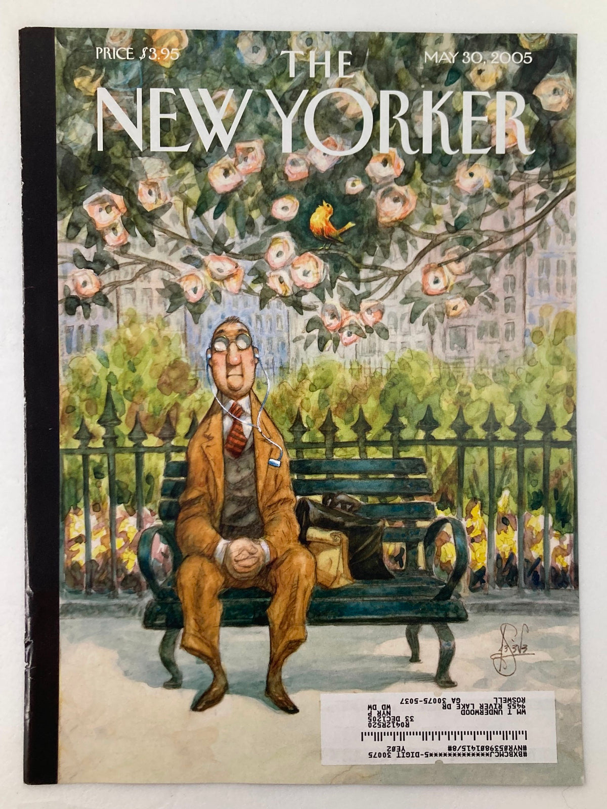 Cover only of The New Yorker dated May 30, 2005, featuring 'The Song of Spring' artwork by Peter de Seve, depicting a whimsical spring scene with vibrant colors and playful imagery.