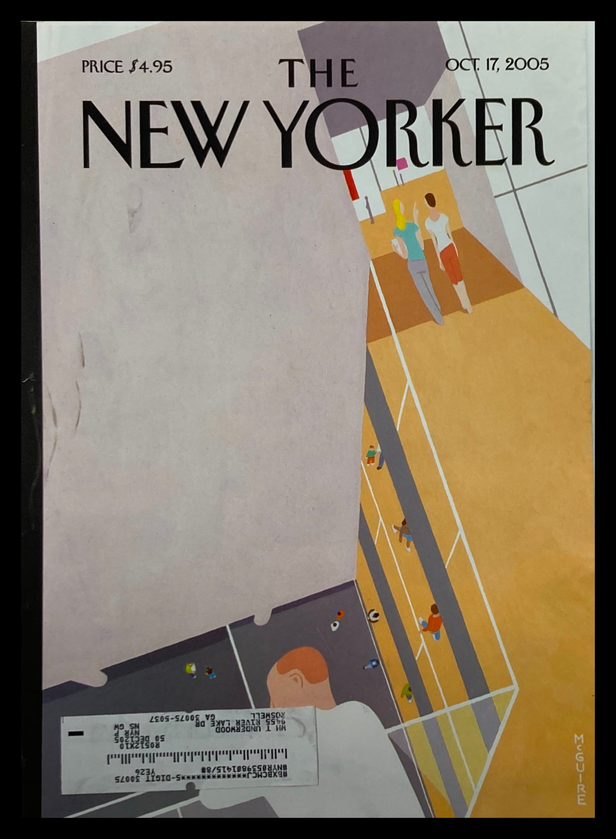 The New Yorker cover from October 17, 2005, showcasing minimalist artwork by Richard McGuire, featuring colorful figures and abstract elements, perfect for collectors.