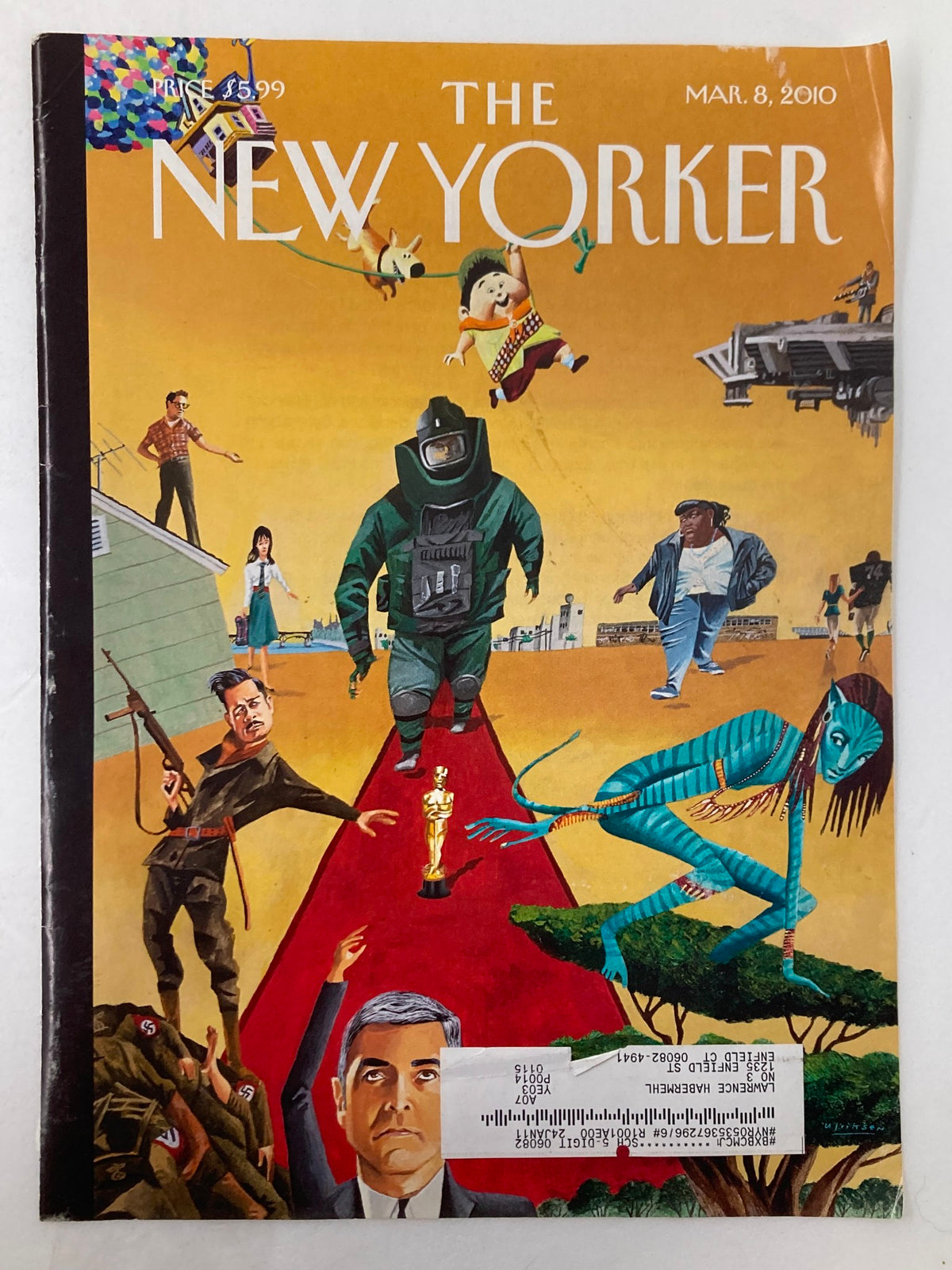 The New Yorker cover dated March 8, 2010, showcasing the artwork 'Ten Nominees' by Mark Ulriksen, depicting a vibrant and satirical scene filled with characters and cultural commentary.