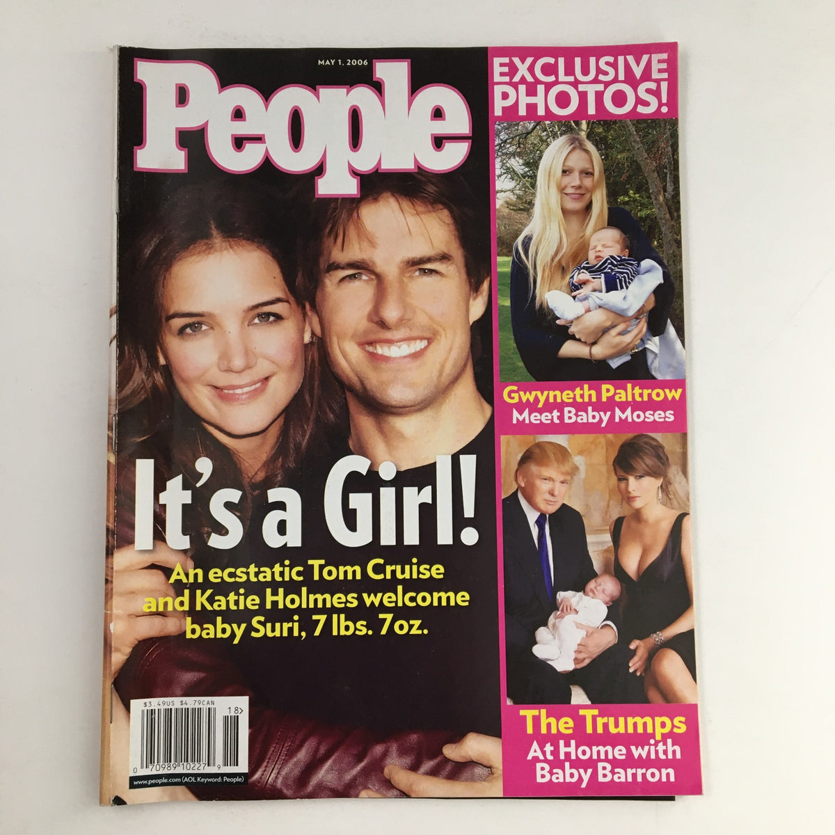 People Magazine May 1 2006 cover featuring Tom Cruise, Katie Holmes, and baby Suri. The magazine highlights celebrity news and features exclusive photos of the Trumps and Gwyneth Paltrow.