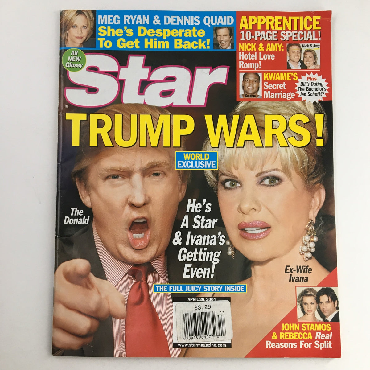 Star Tabloid Magazine April 26 2004 Donald Trump, Ivana Trump & Meg & Dennis Q, No Label