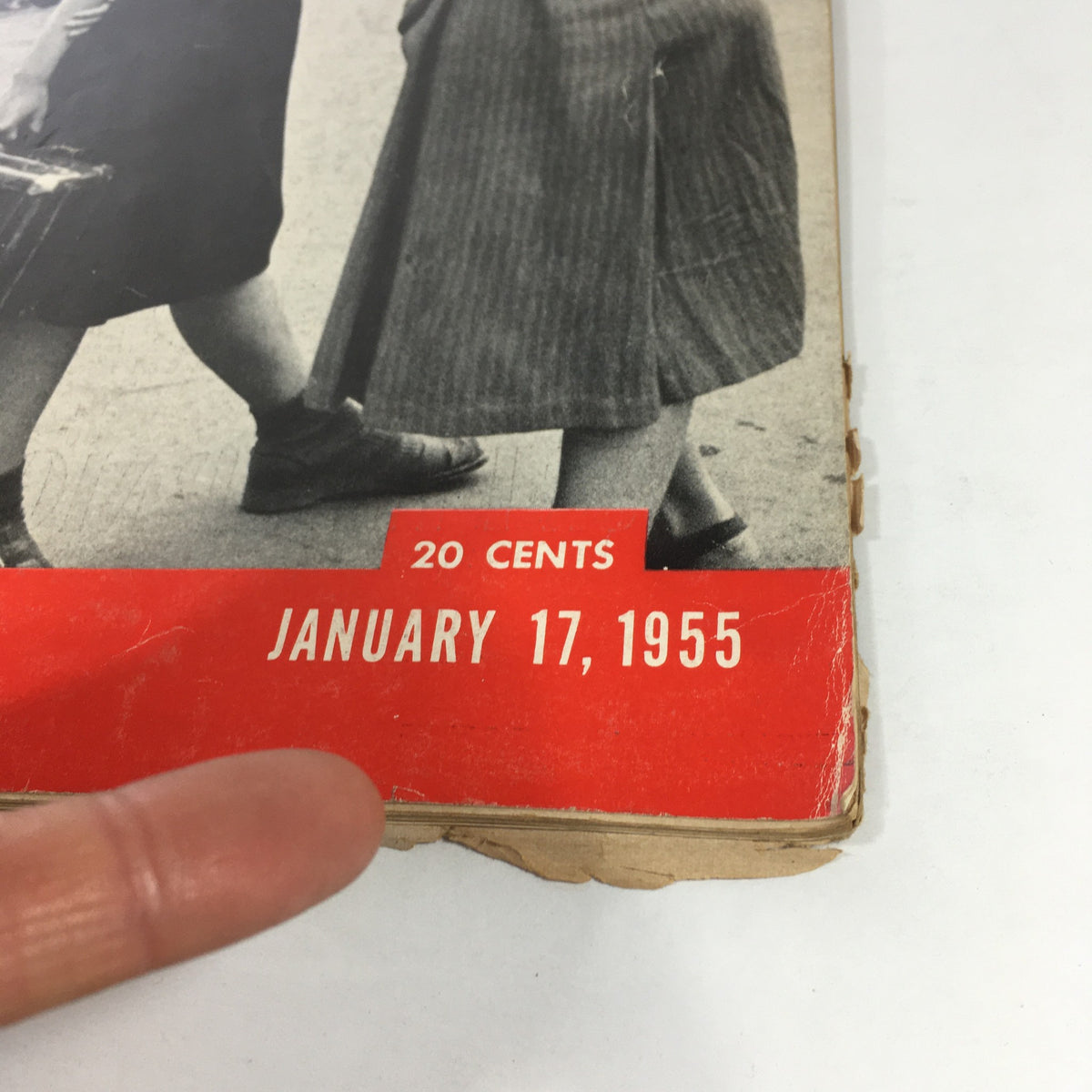 Close-up of the cover of VTG Life Magazine January 17 1955 showing the publication date and price, emphasizing the vintage appeal related to The People of Russia and military topics.