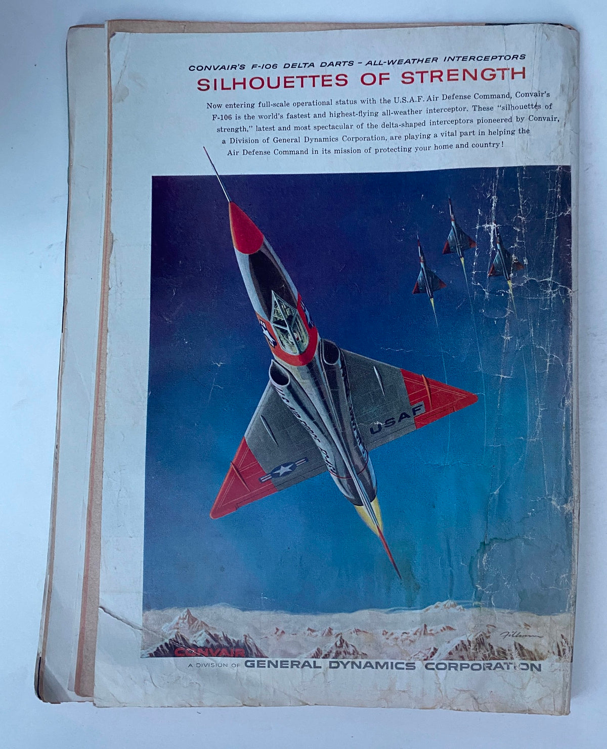 Advertisement page in US News & World Report Magazine from October 5, 1959, showcasing Convair's F-106 Delta Darts with a prominent illustration of the aircraft.