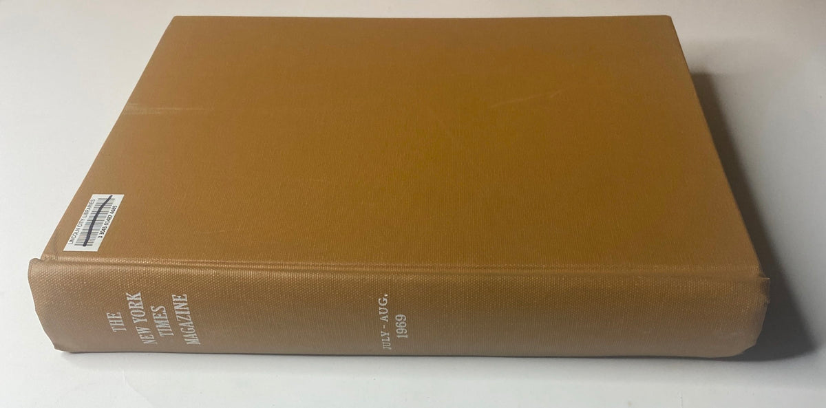 The New York Times Library Edition Bound Magazine 1969 July - August Peter Max, displaying the spine with publication details and library stamp from Lincoln City Libraries.