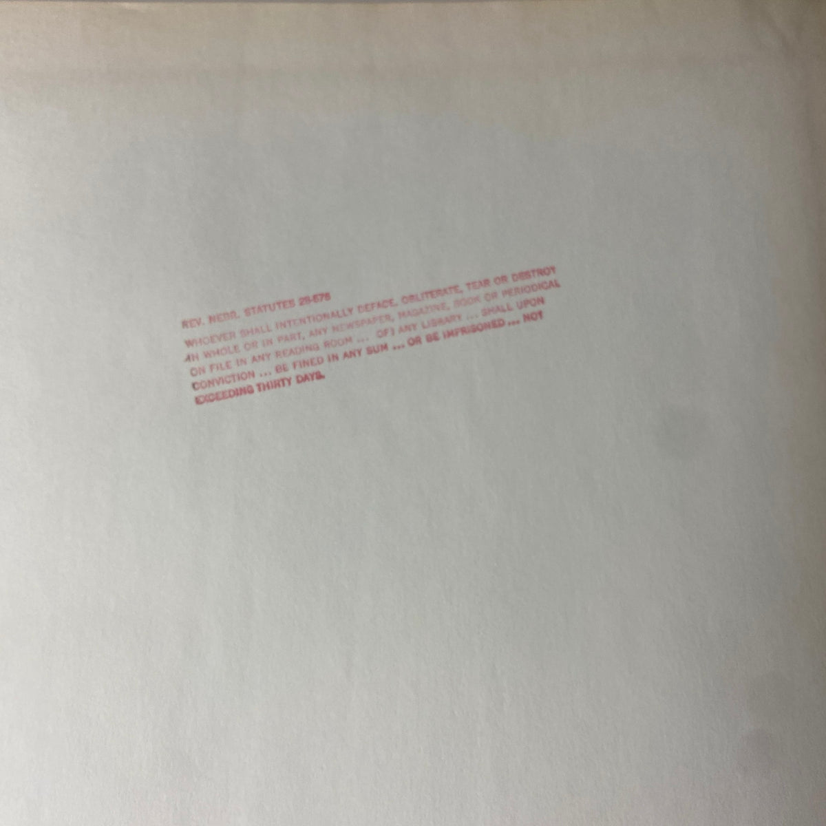 The interior page of The New York Times Library Edition Bound Magazine 1969 July - August, featuring a printed statement regarding property of the Lincoln City Libraries, Lincoln, Nebraska.
