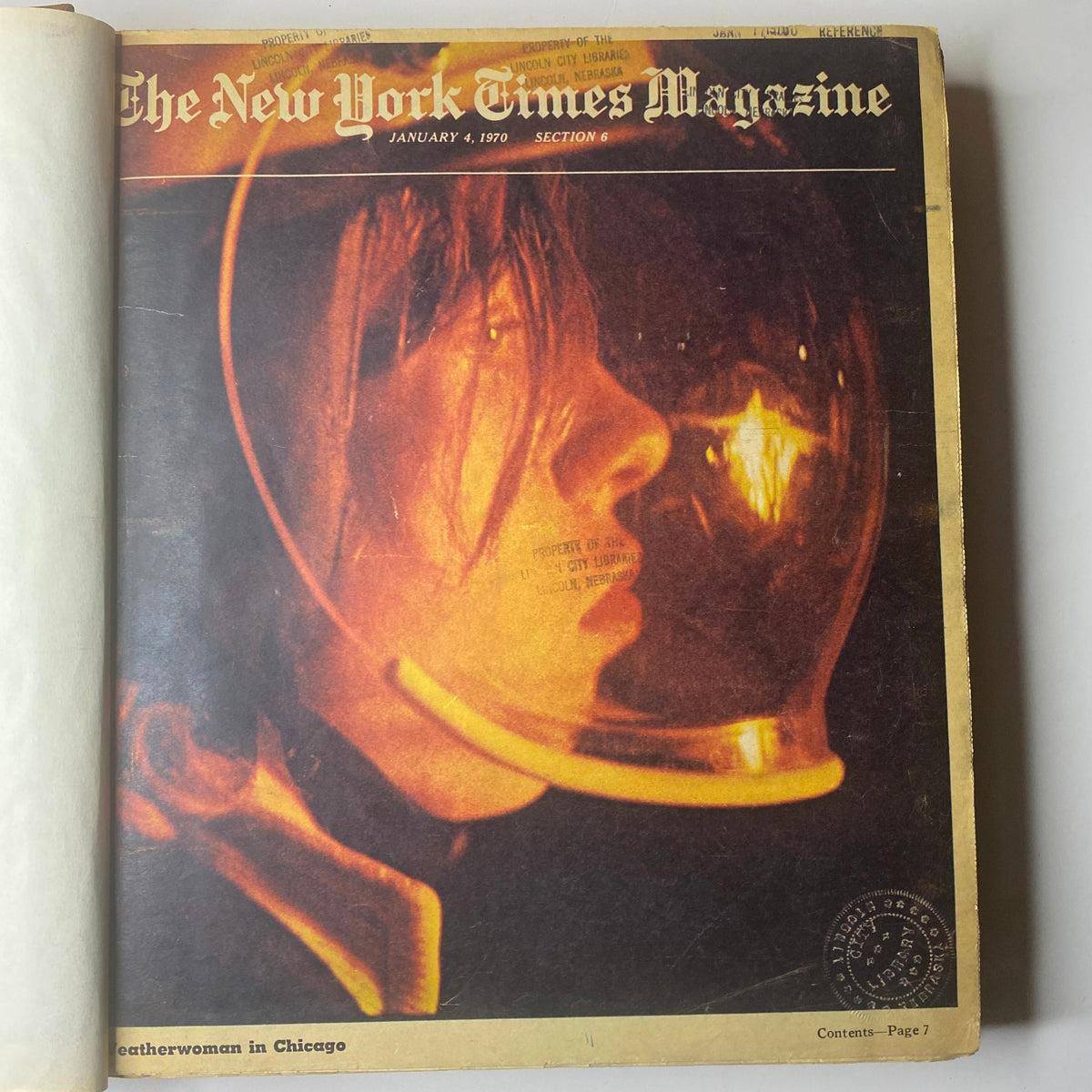 Front cover of The New York Times Magazine dated January 4, 1970, showcasing a woman in a space helmet with the title overlay.