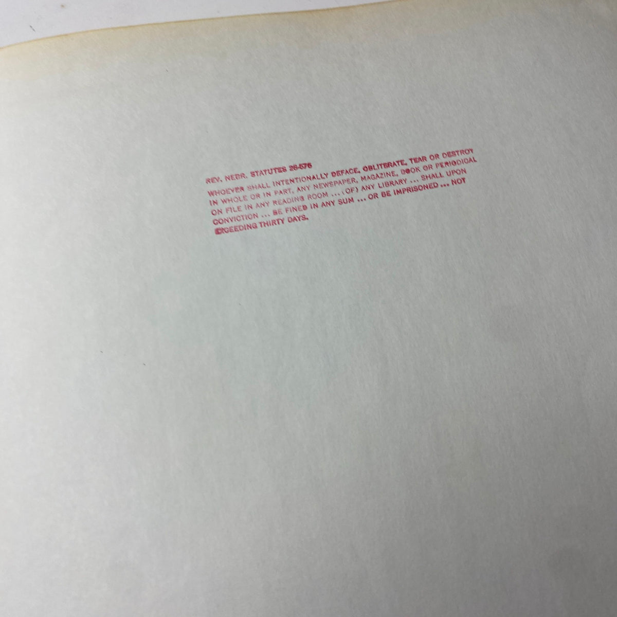The New York Times Library Edition Bound Magazine 1972 January - February, featuring a library stamp on the interior page warning against defacing property.