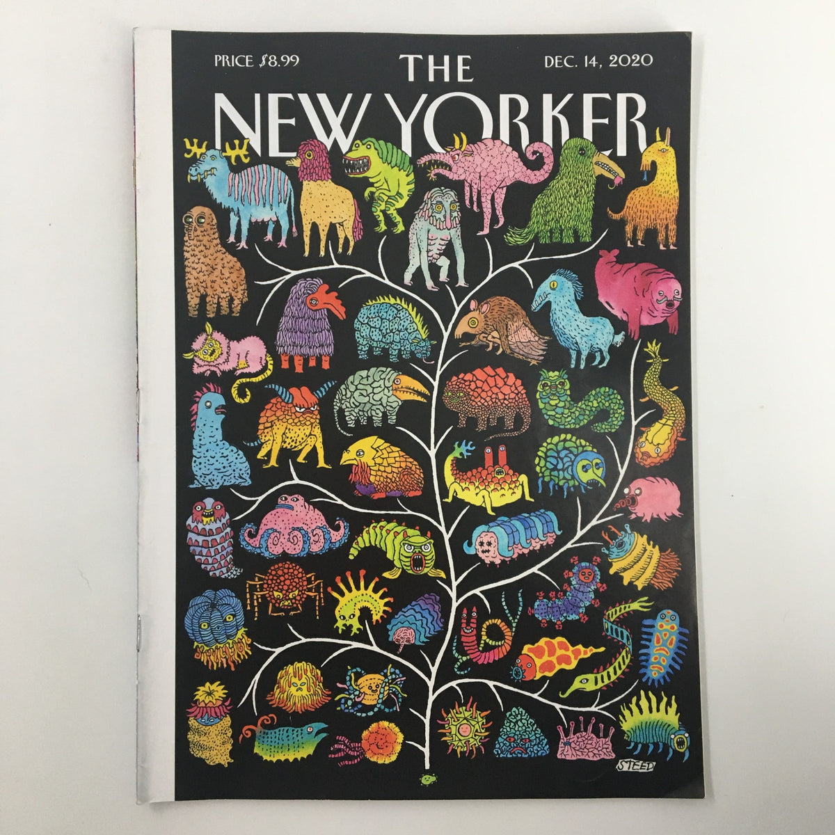 The New Yorker Full Magazine December 14, 2020, featuring the vibrant cover art titled 'Tree of Life' by Edward Steed, showcasing colorful illustrations of various animals and nature.