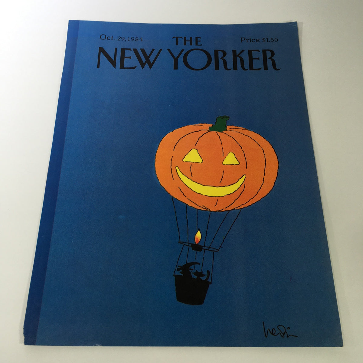 Cover only of The New Yorker Magazine dated October 29, 1984, featuring a colorful illustration of a Halloween pumpkin balloon by artist Heidi Gonnel.