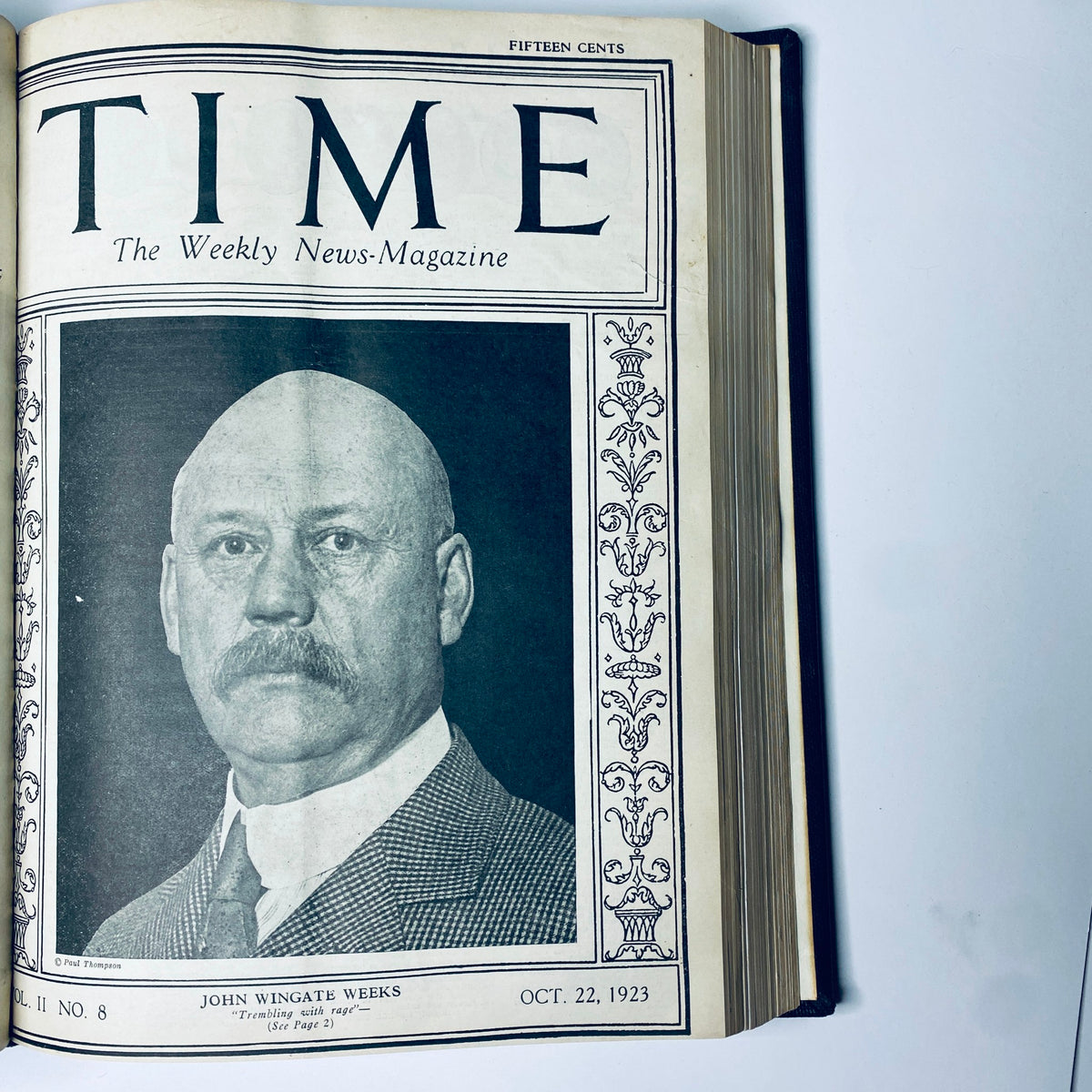 Cover page of Time Magazine from October 22, 1923, displaying John Wingate Weeks, as seen in the Time Magazine Bound Weekly 1923 edition.