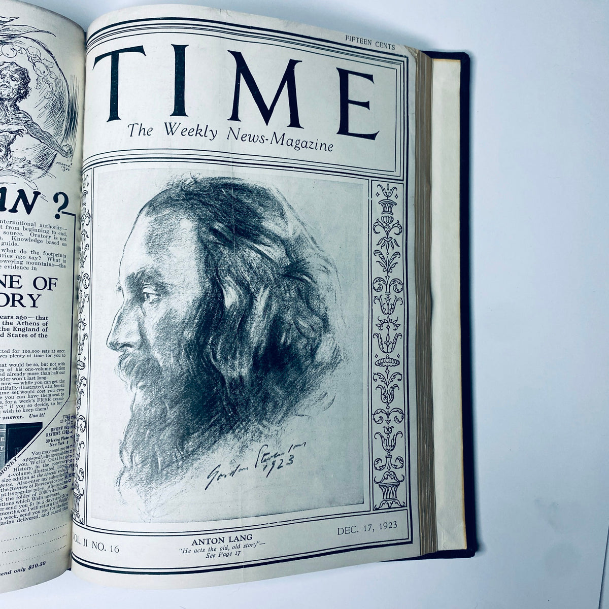 Cover page of Time Magazine from December 17, 1923, showcasing Anton Lang, an important personality of the era, included in the Time Magazine Bound Weekly collection from September to December 1923.